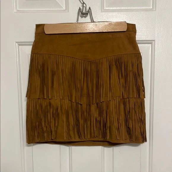 Shyanne Brown Fringe Suede Skirt - Picture 1 of 3